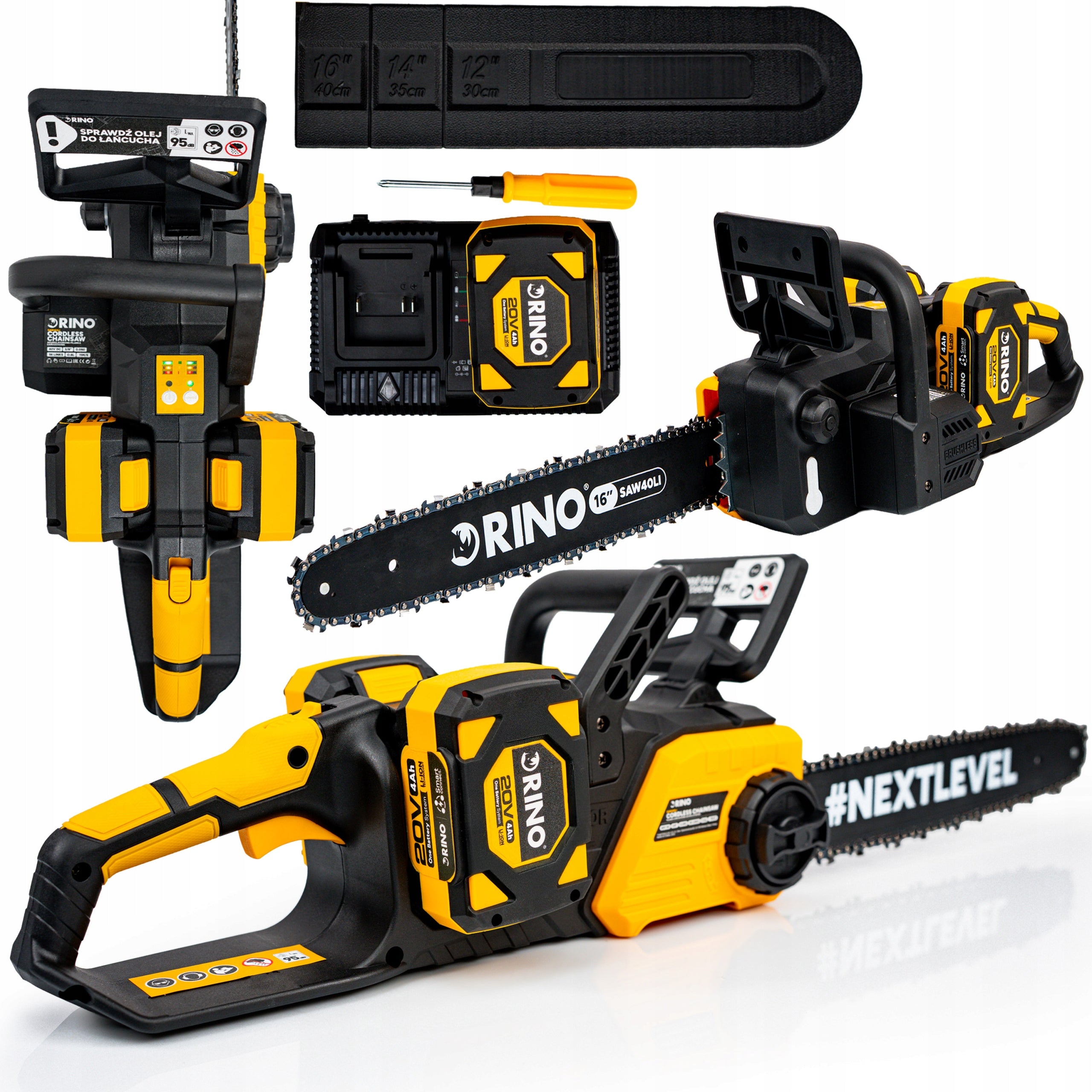 CORDLESS CHAINSAW WOOD SAW +2X BATTERY 4AH RINO 40V