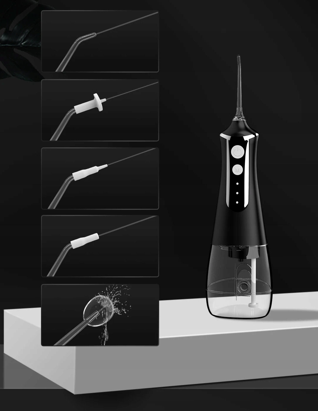 CORDLESS DENTAL TOOTH IRRIGATION POWERFUL 5 NOZZLES HEELLY BLACK Model AMG 61