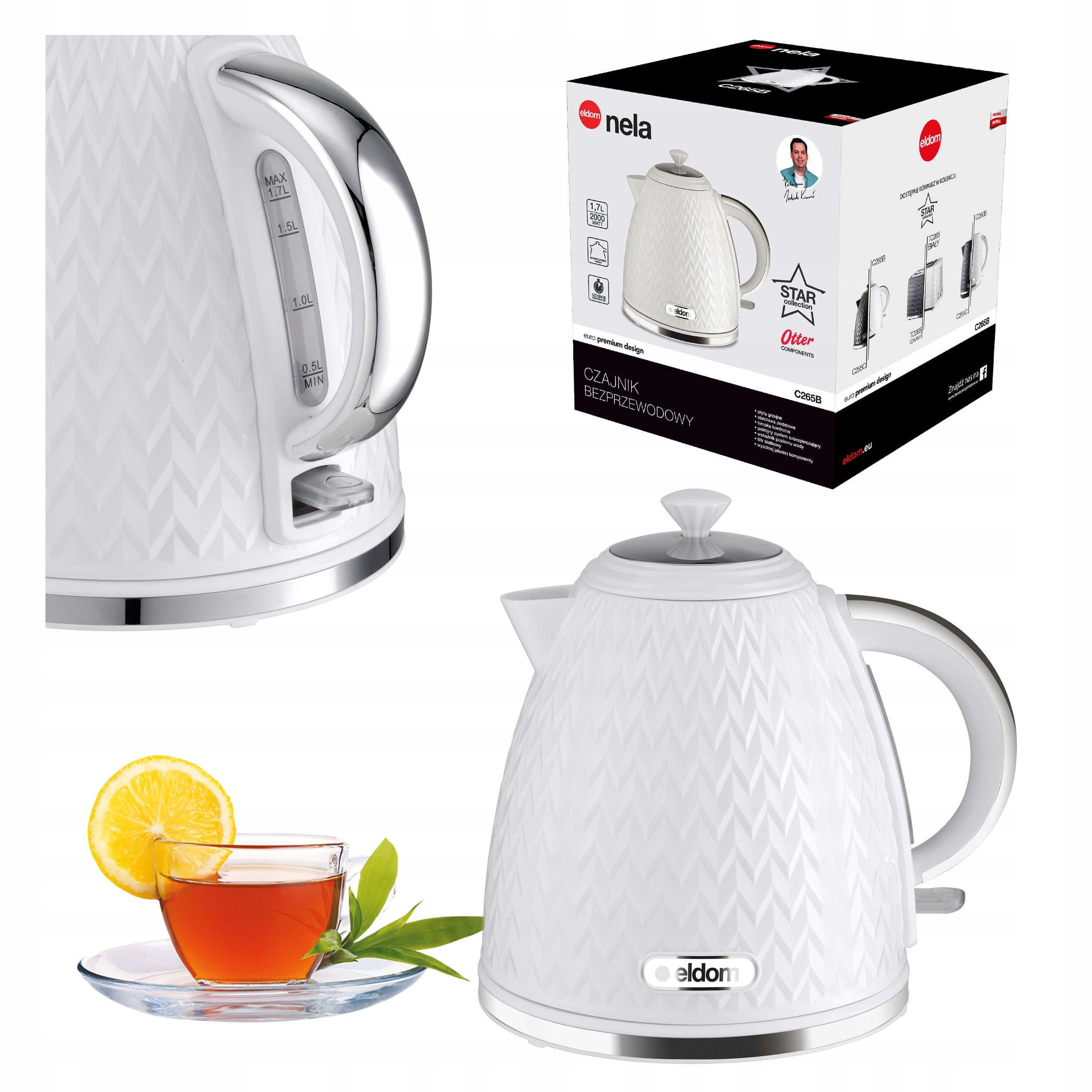 CORDLESS ELECTRIC KETTLE 1,7l C265 ELDOM WHITE