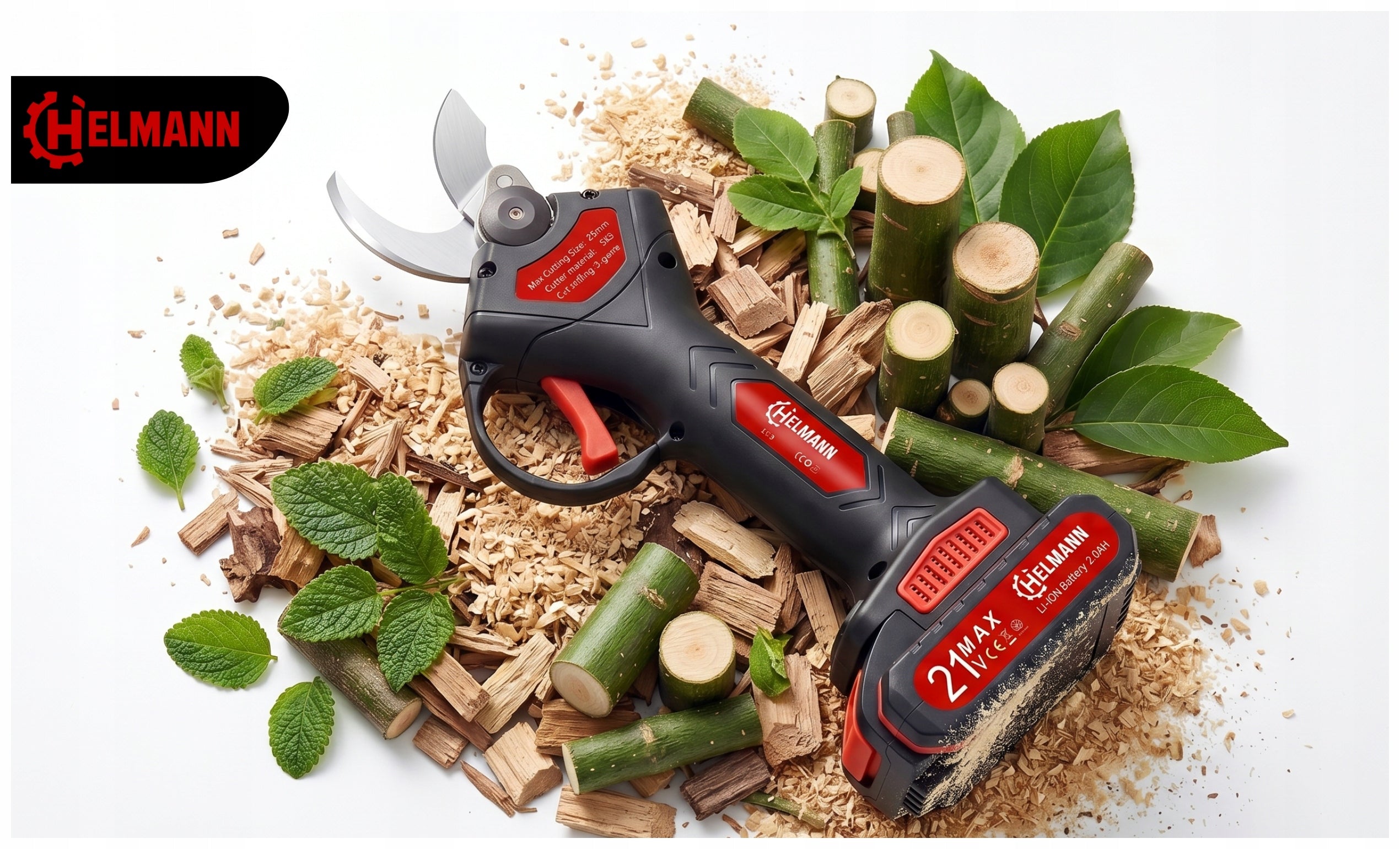 CORDLESS ELECTRIC PRUNER FOR BRANCH SHEARS 2AH 21V GARDEN HELMANN Batteries included yes