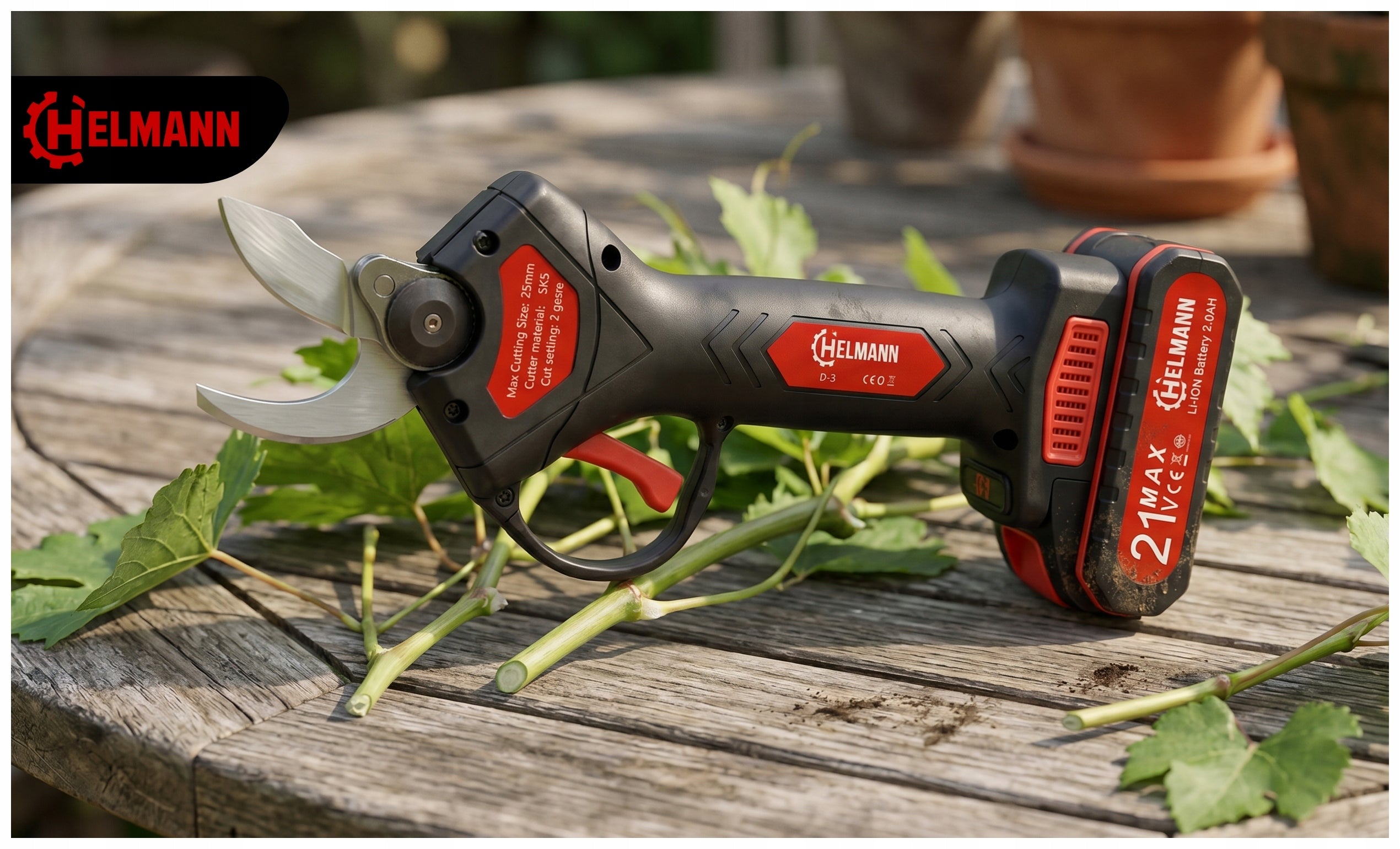 CORDLESS ELECTRIC PRUNER FOR BRANCH SHEARS 2AH 21V GARDEN HELMANN Packaging status original