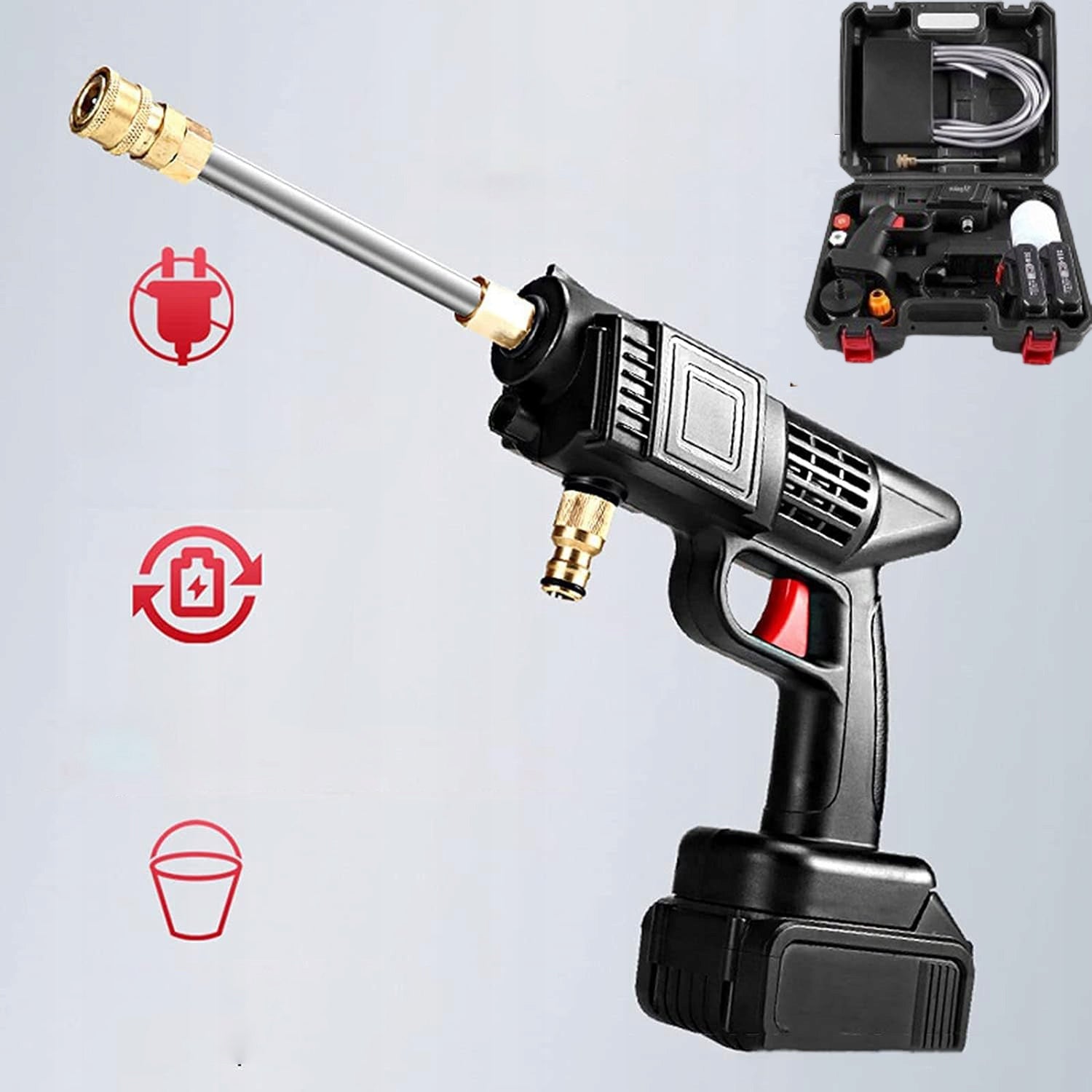 CORDLESS GARDEN PRESSURE WASHER 2 BATTERY SET Maximum pressure 100 bar