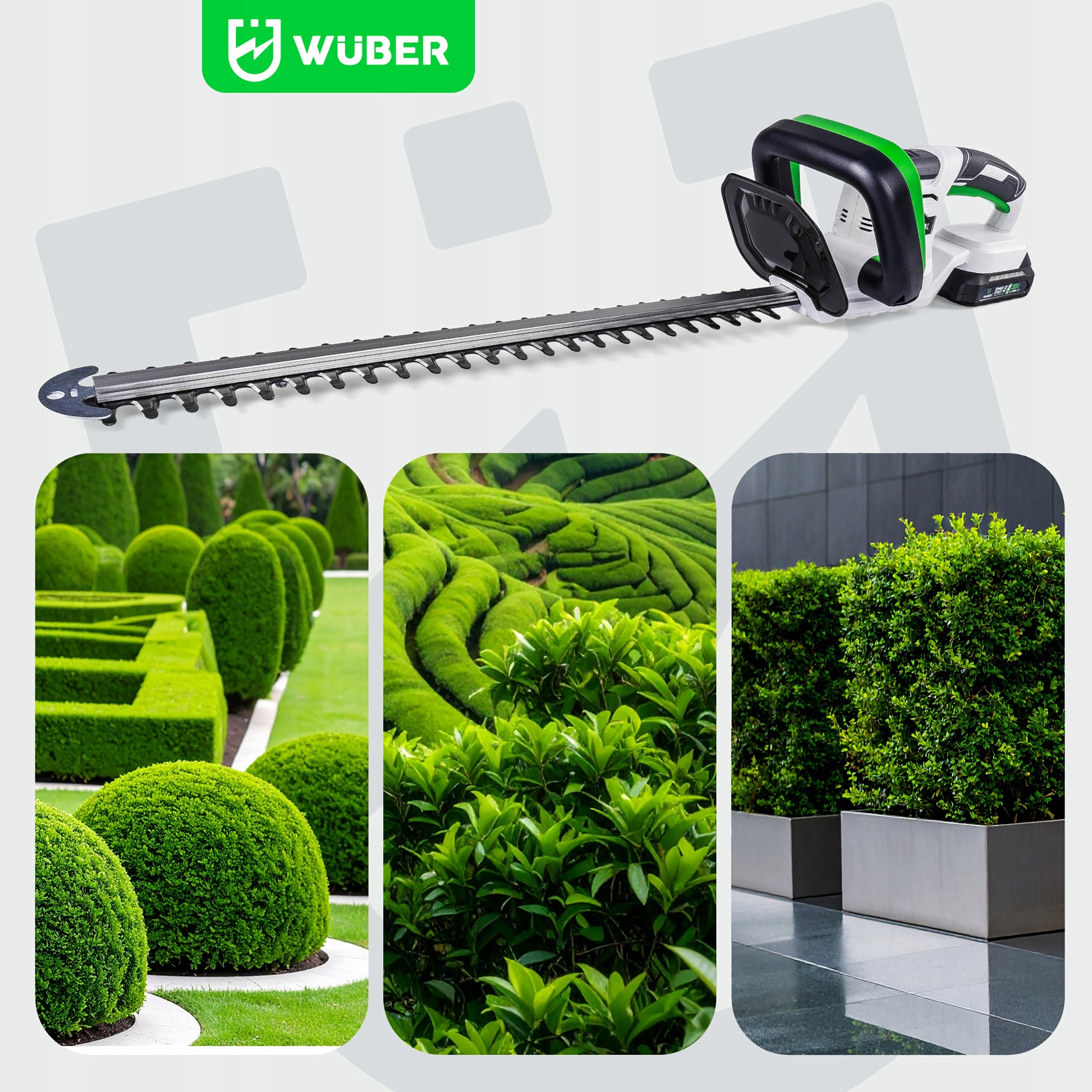 CORDLESS HEDGE TRIMMERS FOR CUTTING PRUNING BUSHES 51 CM WUBER Maximum cut branch thickness 15 mm