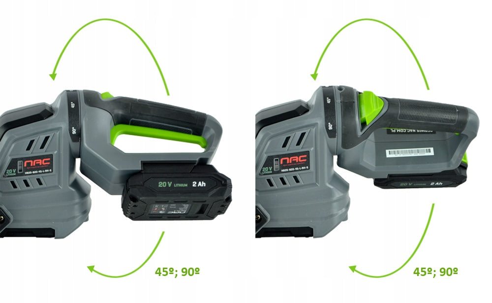 CORDLESS HEDGE TRIMMERS NAC 20 V BLADE 45 CM ROTATING HANDLE Power supply battery operated
