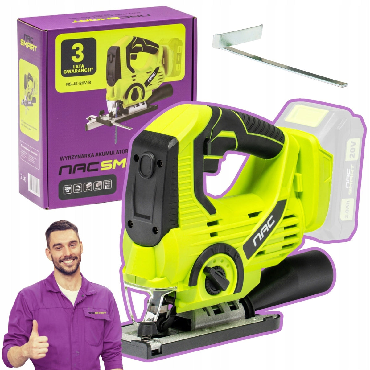 CORDLESS JIGSAW FOR WOOD METAL SAW NAC SMART BODY WITHOUT AKU