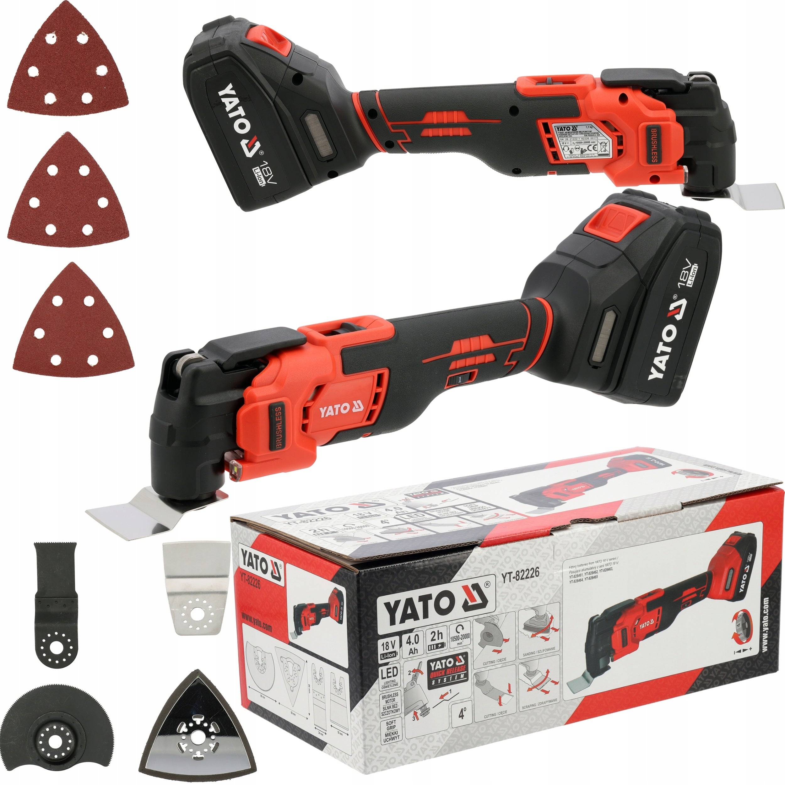 CORDLESS OSCILLATING TOOL YATO 18V 4Ah MULTIFUNCTIONAL BLDC