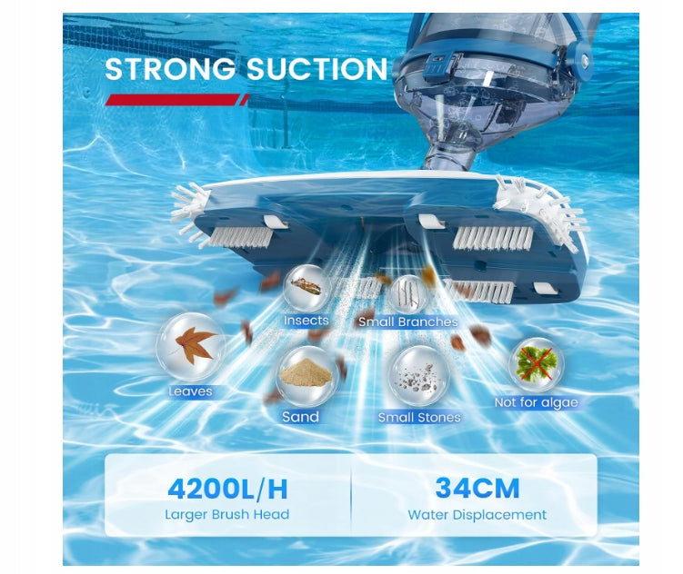 CORDLESS POOL VACUUM CLEANER WIRELESS HEAD 34cm SUCTION 4200l/h Manufacturer code b0dt1bxgmt