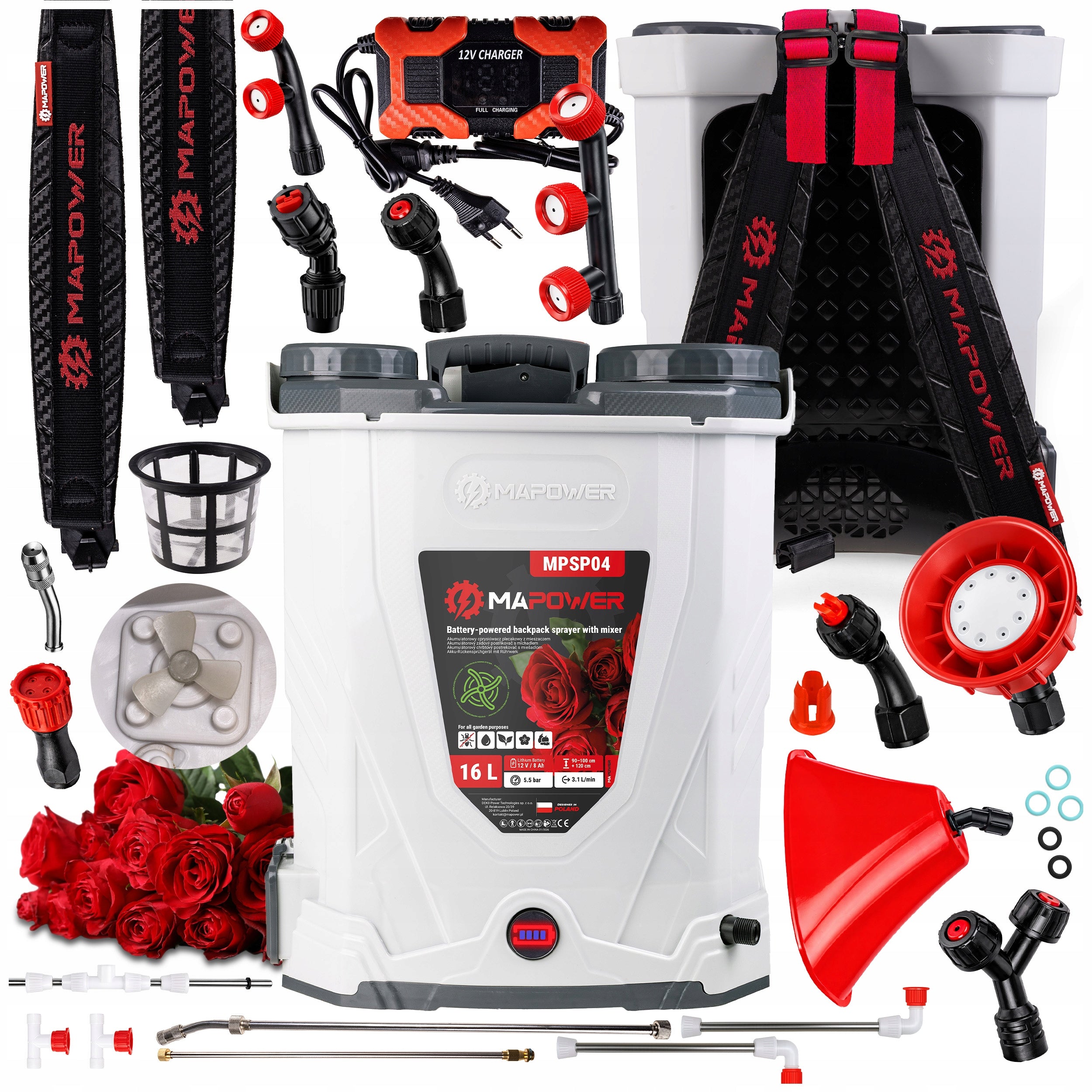 CORDLESS PRESSURE BACKPACK SPRAYER WITH MIXER 16L GARDEN