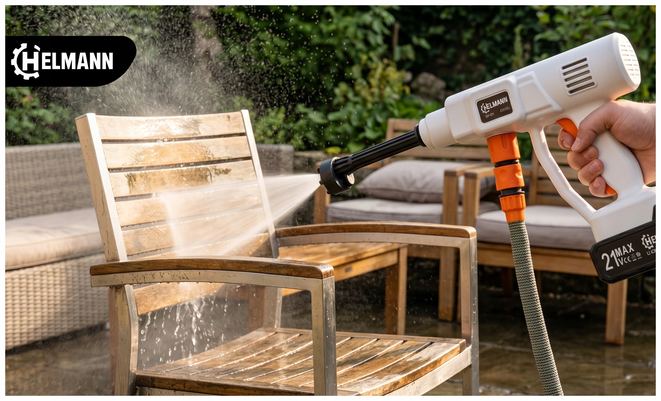 CORDLESS PRESSURE WASHER 60BAR 2X AKU 4AH 21V 6IN1 NOZZLE MULTI SET Model MYJKA CIŚNIENIOWA AKUMULATOROWA 60 BAR