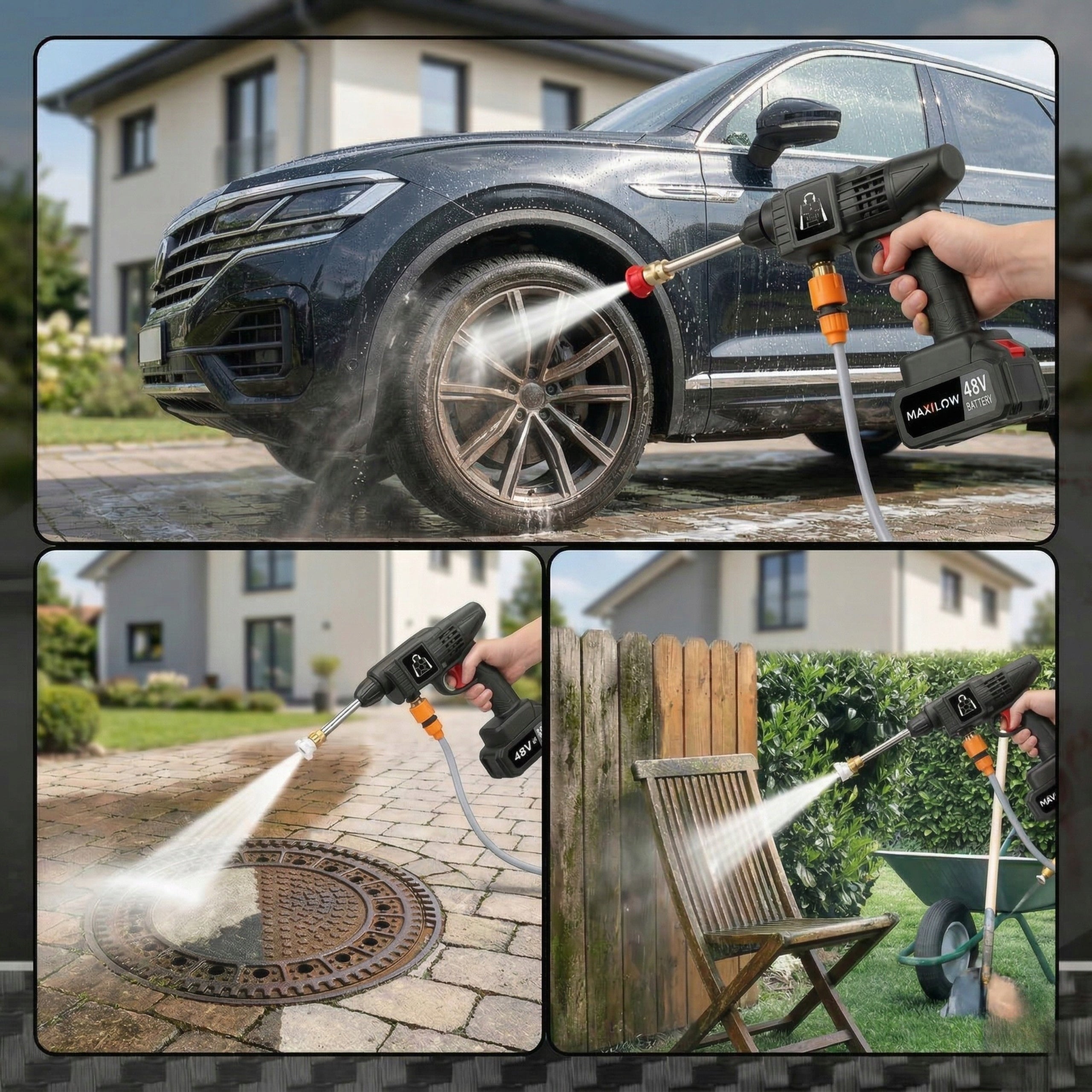CORDLESS PRESSURE WASHER FOR GARDEN, WINDOWS AND CUBES, POWER KIT Packaging status original