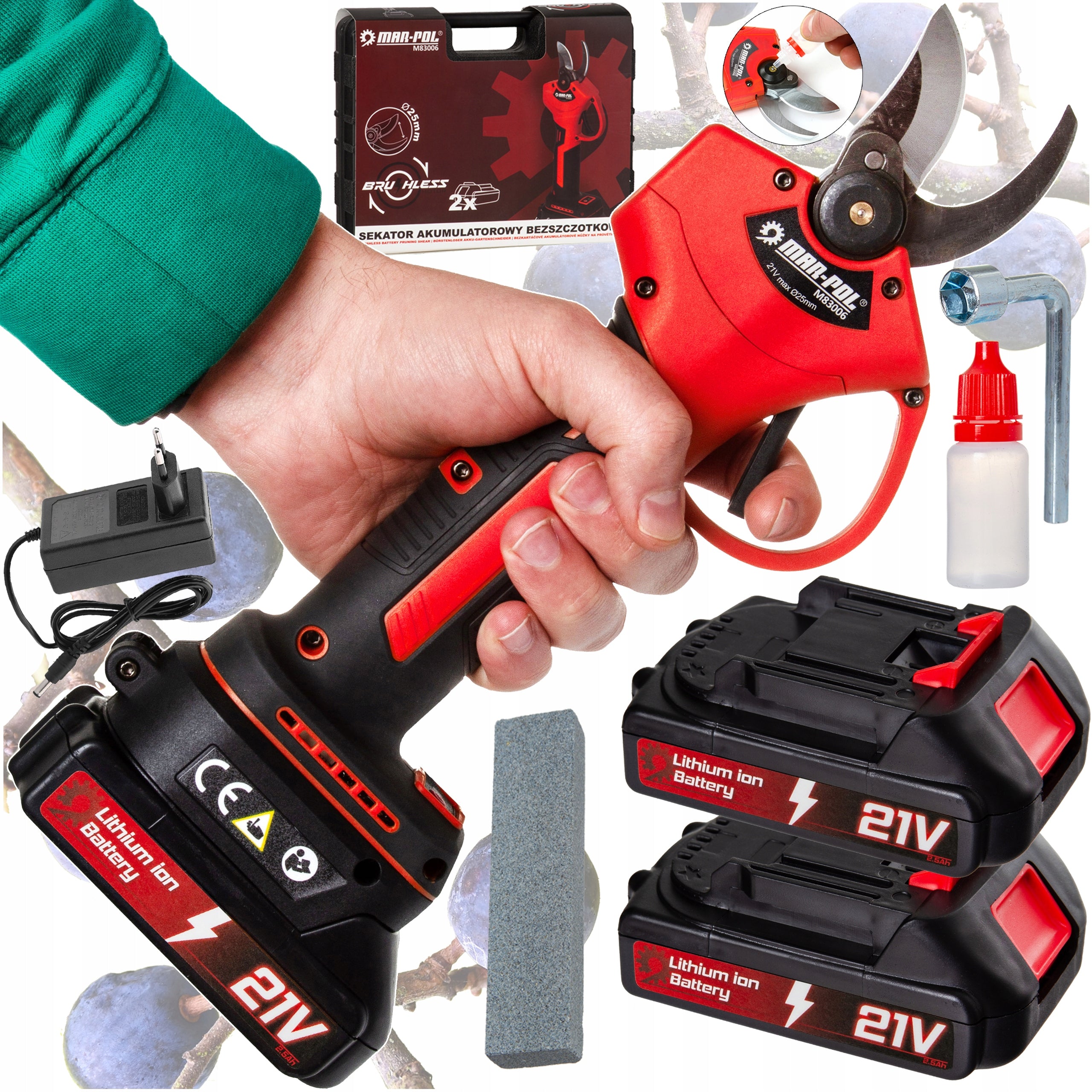 CORDLESS PRUNER ELECTRIC GARDEN SHEARS 2xAKU 28mm SK-5