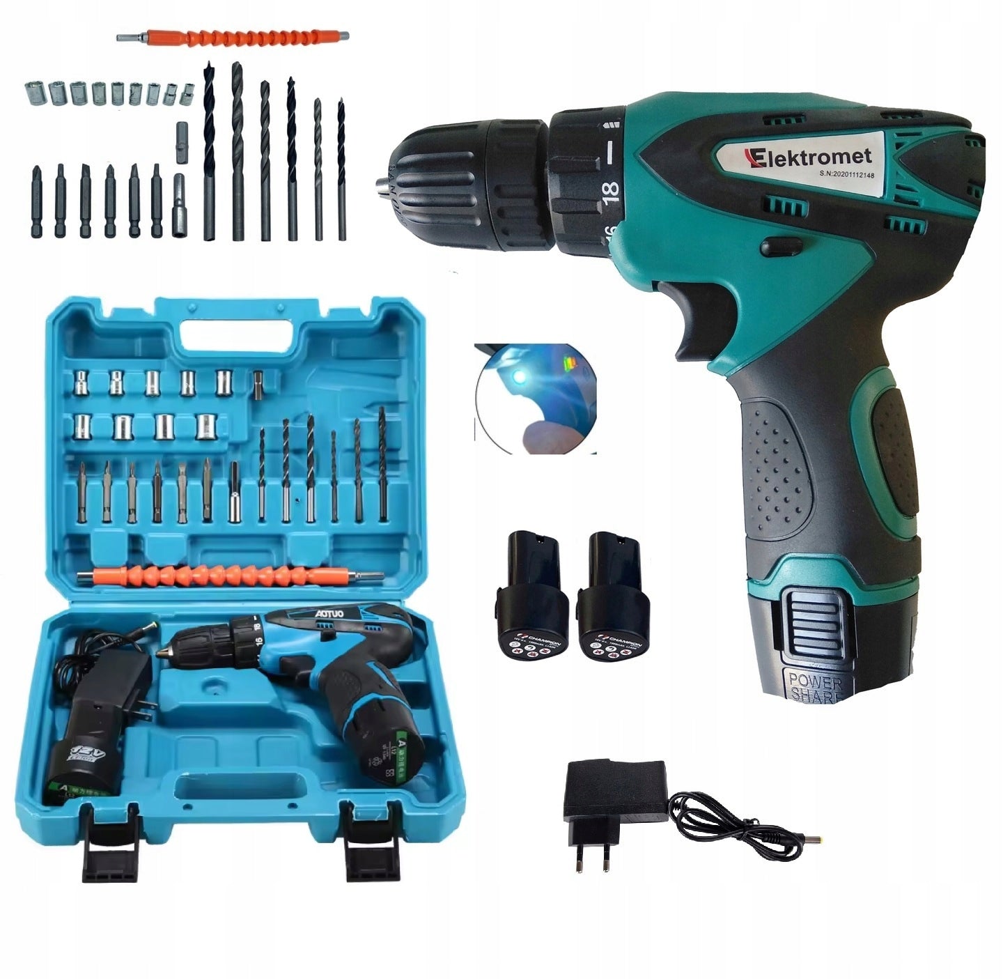 CORDLESS SCREWDRIVER 18V 2XBATTERY POWERFUL ACCESSORIES Manufacturer code WKRĘTARKA BEZPRZEWODOWA 18V
