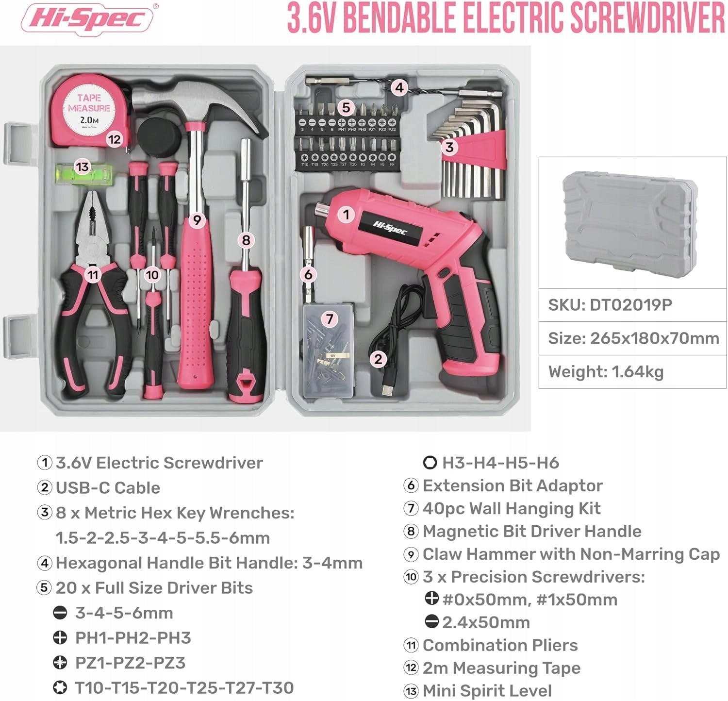 CORDLESS SCREWDRIVER 3.6V PINK CORDLESS TOOL SET SMALL Brand no brand