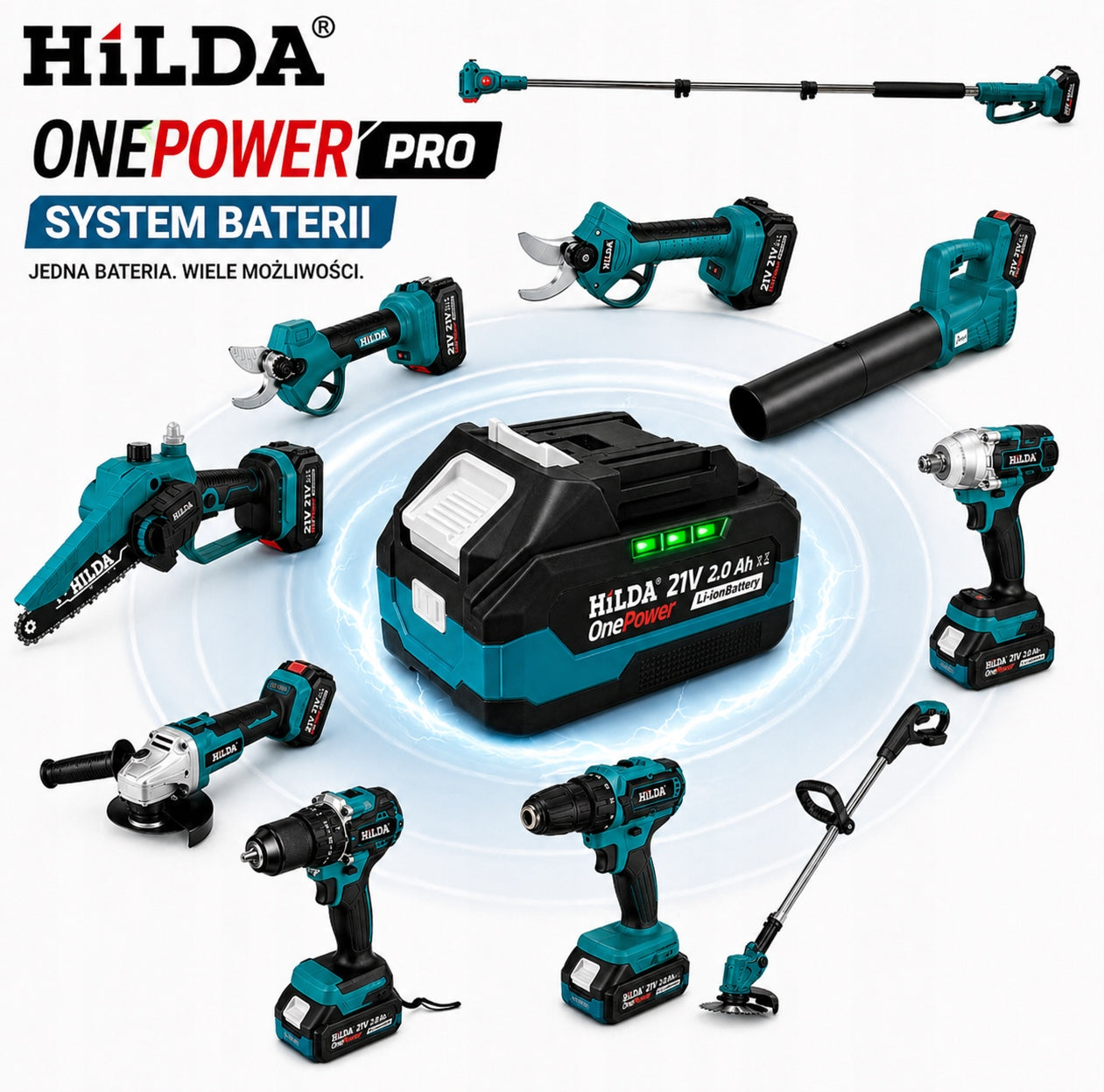 CORDLESS SCREWDRIVER DRILL 2 Ah 21V 2 X AKU IMPACT HILDA + BITS Manufacturer code WIERTARKA 21 V 2 AKUMULATORY BITY WIERTLA