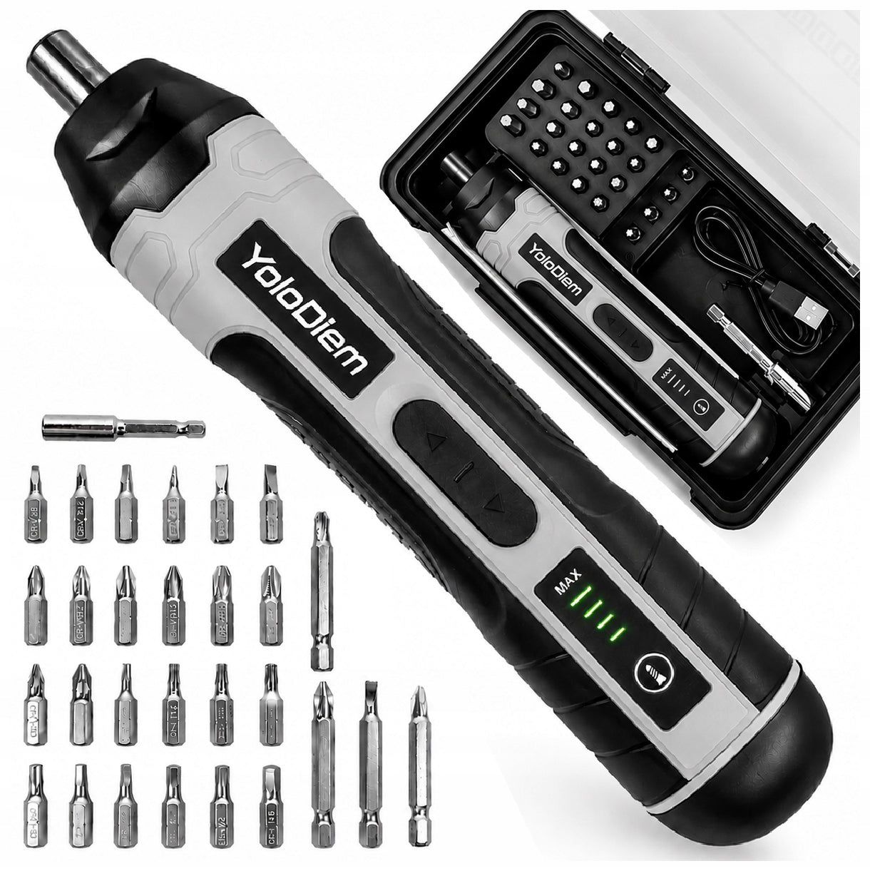 CORDLESS SCREWDRIVER ELECTRIC SCREWDRIVER 4 Modes 28 Bits Suitcase SET