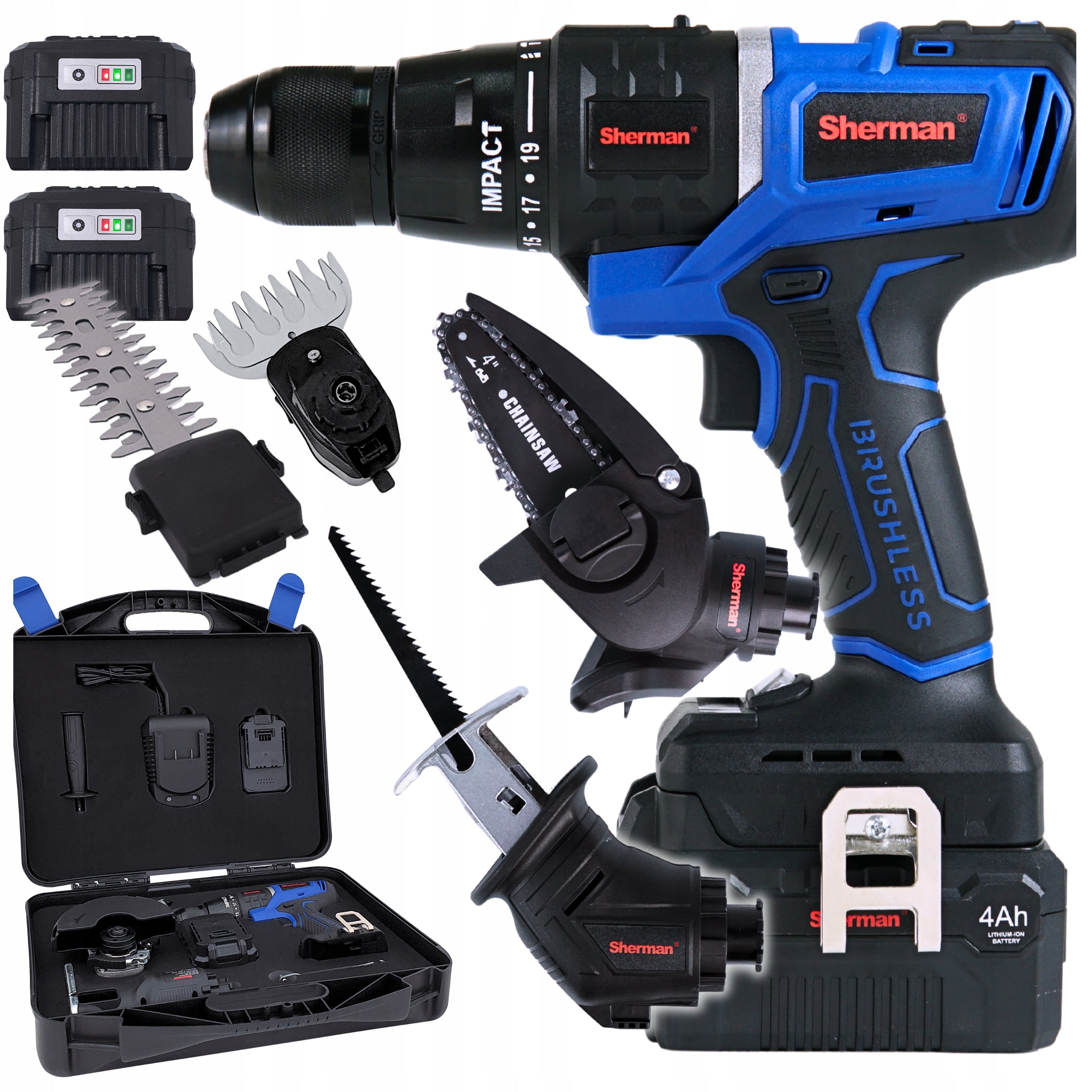 CORDLESS SCREWDRIVER HEDGE TRIMMER 4IN1 2XAKU GARDEN SET