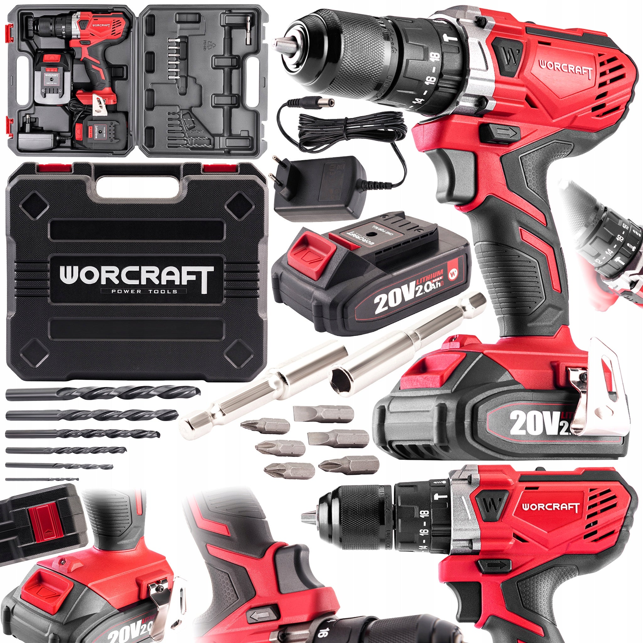 CORDLESS SCREWDRIVER Worcraft CHD-S20LIWB 40Nm 2 Gears Set of 2xAKU