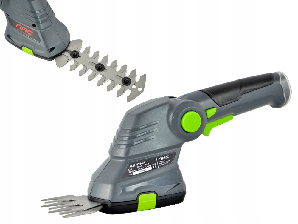 CORDLESS SHEARS FOR GRASS AND SHRUBS NAC 7,2 V 1,5 Ah 2 INTERCHANGEABLE BLADES Packaging status original