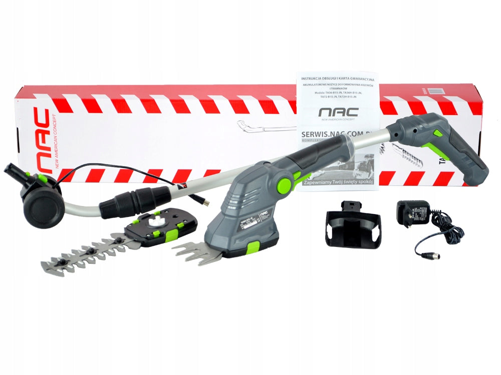 CORDLESS SHEARS FOR GRASS AND SHRUBS NAC WITH ADDITIONAL HANDLE 7.2 V 1.5 Ah Brand NAC
