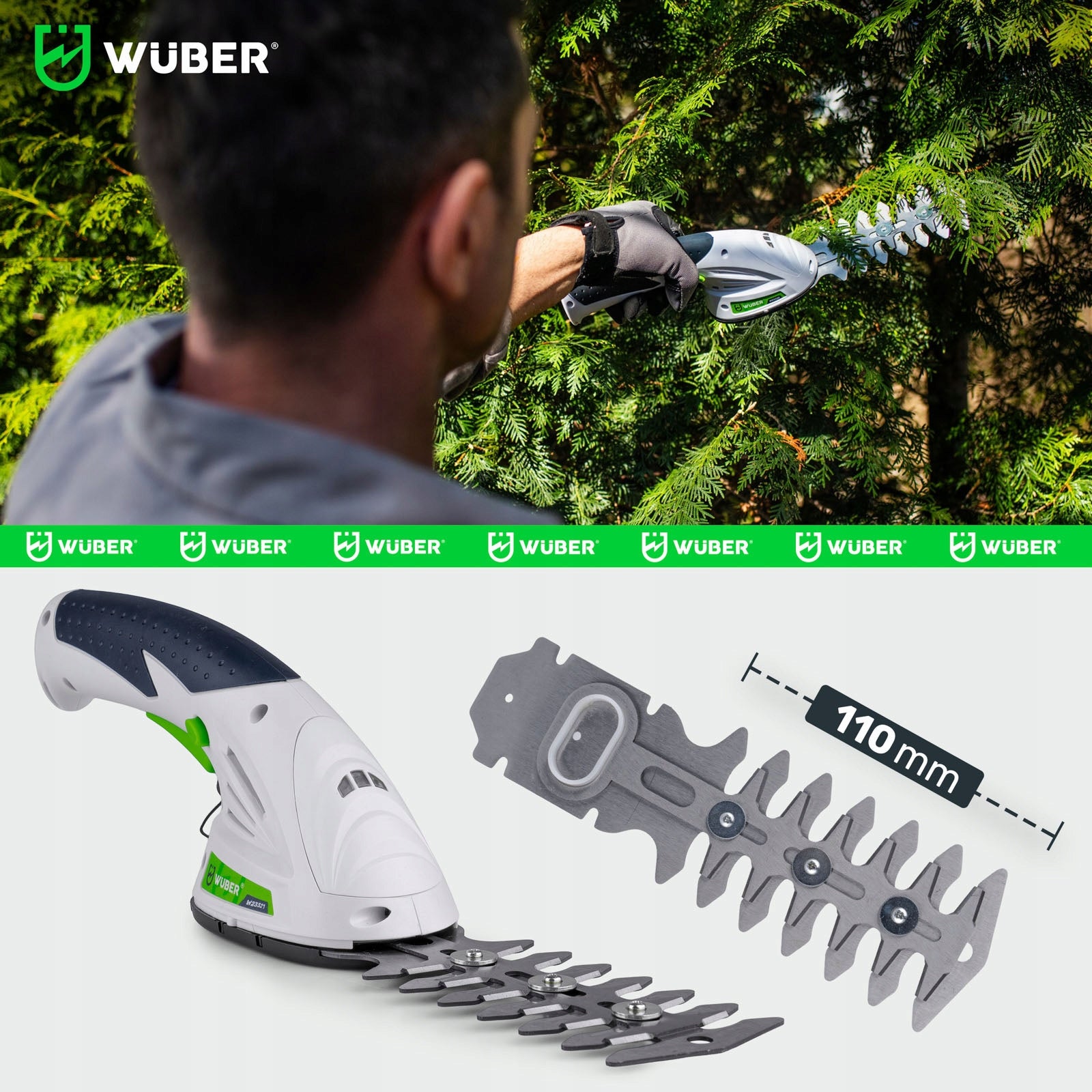CORDLESS SHRUB GRASS TRIMMER HEDGE TRIMMER USB-C 3,6V 2IN1 XL Brand Wuber