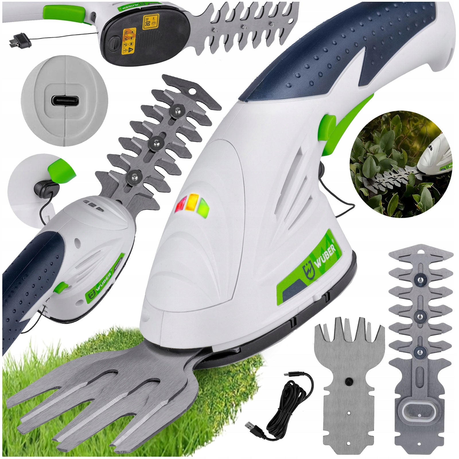 CORDLESS SHRUB GRASS TRIMMER HEDGE TRIMMER USB-C 3,6V 2IN1 XL