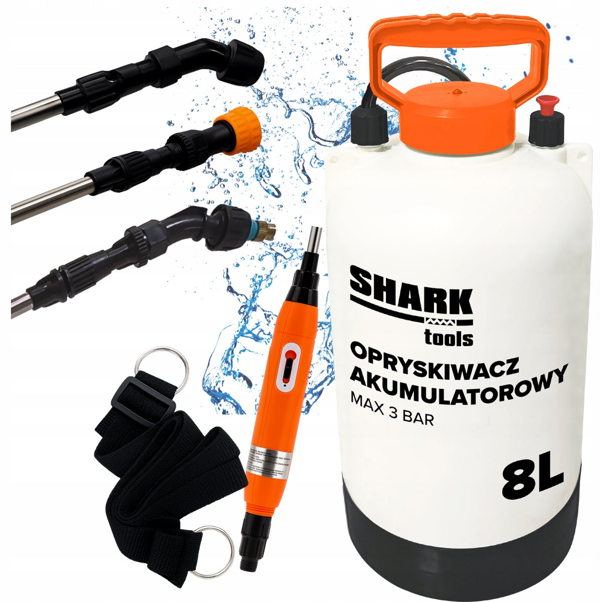 CORDLESS SPRAYER 8L ELECTRIC PRESSURE Garden LANCE 3 NOZZLES