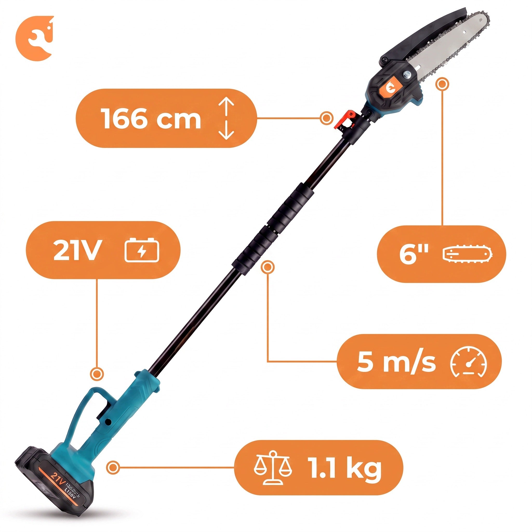 CORDLESS TELESCOPIC BOOM CHAINSAW FOR 6" 4" BRANCHES Brand Durabuild