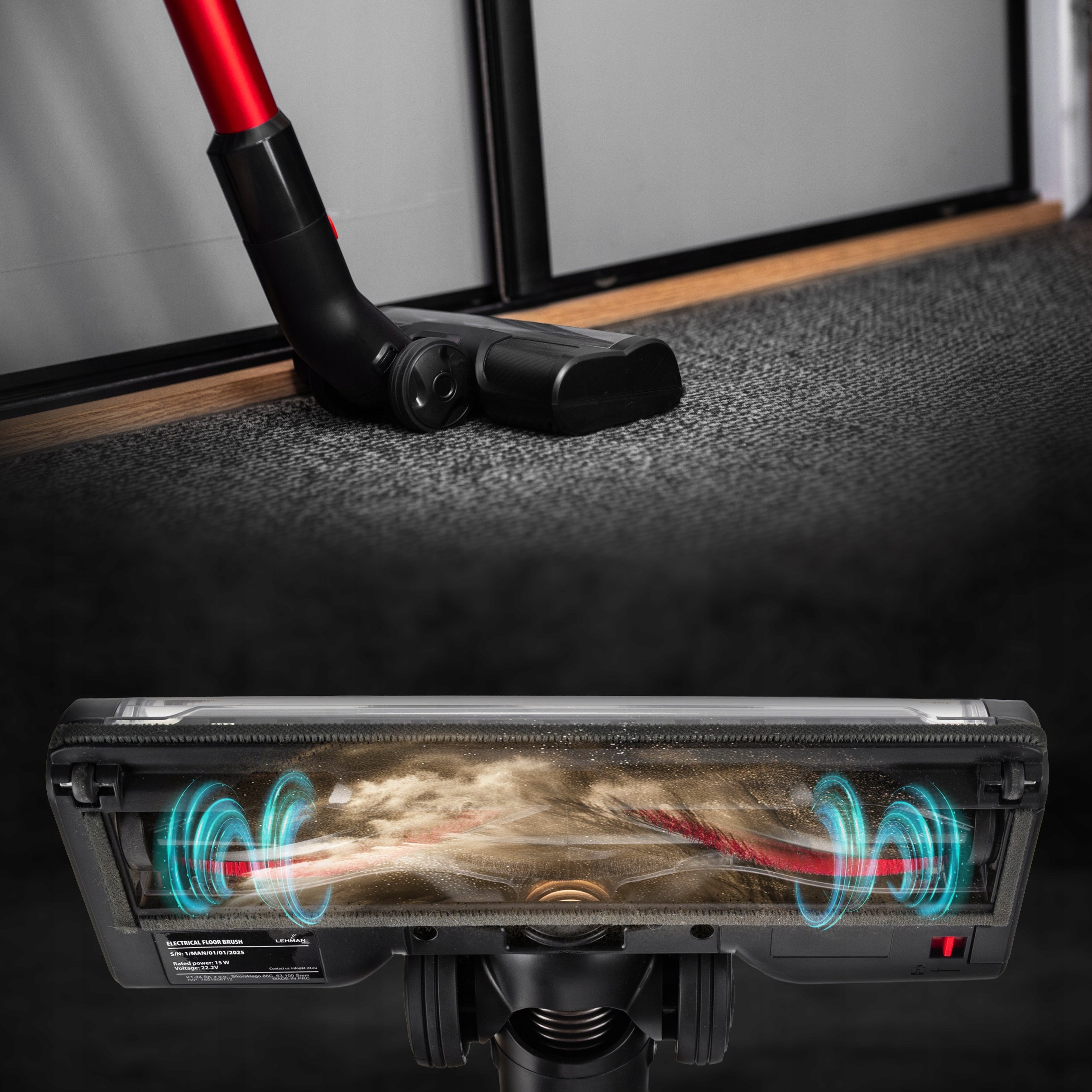 CORDLESS UPRIGHT CORDLESS VACUUM CLEANER POWERFUL 450W MANUAL LEHMANN Dominant color black
