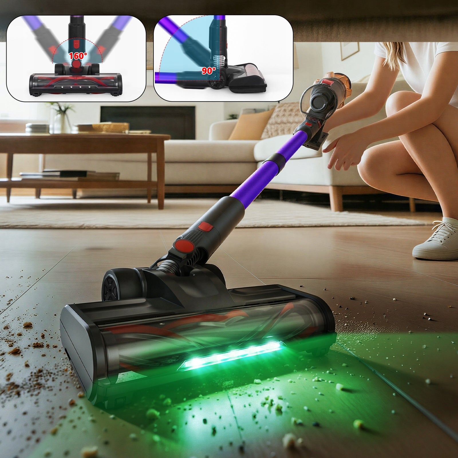 CORDLESS UPRIGHT HANDHELD LED VACUUM CLEANER 550W 50KPA BLOSSOM V18 FOR HOME Dust container volume 1.5 l