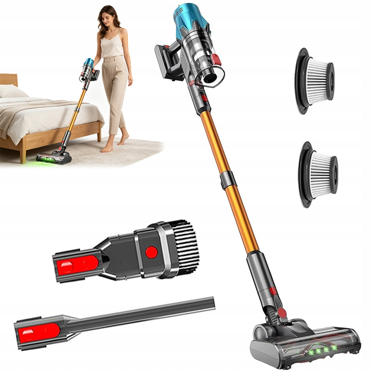 CORDLESS UPRIGHT HANDHELD LED VACUUM CLEANER 550W 55KPA FOR HOME NEW 2026