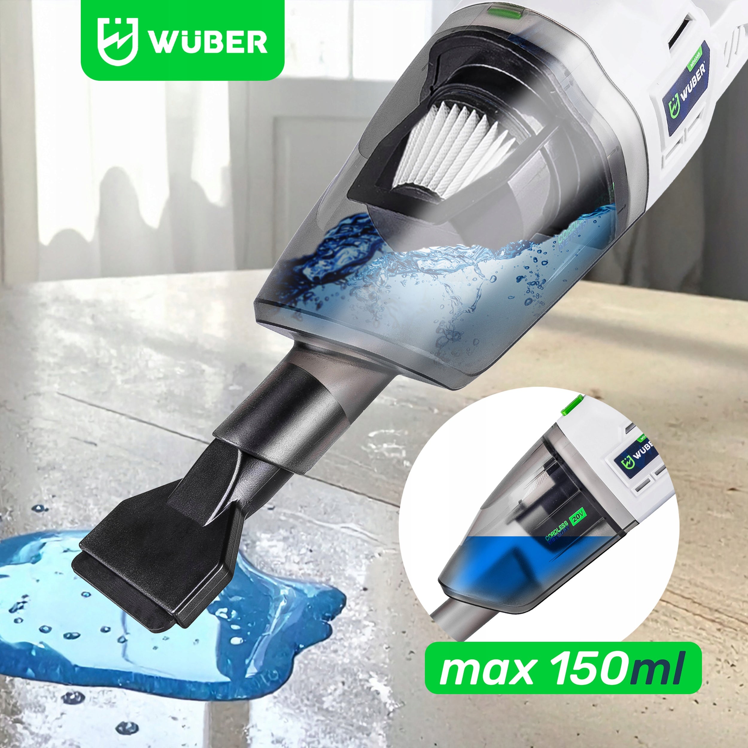 CORDLESS UPRIGHT HANDHELD VACUUM CLEANER 2IN1 CAR CORDLESS WUBER Packaging status original