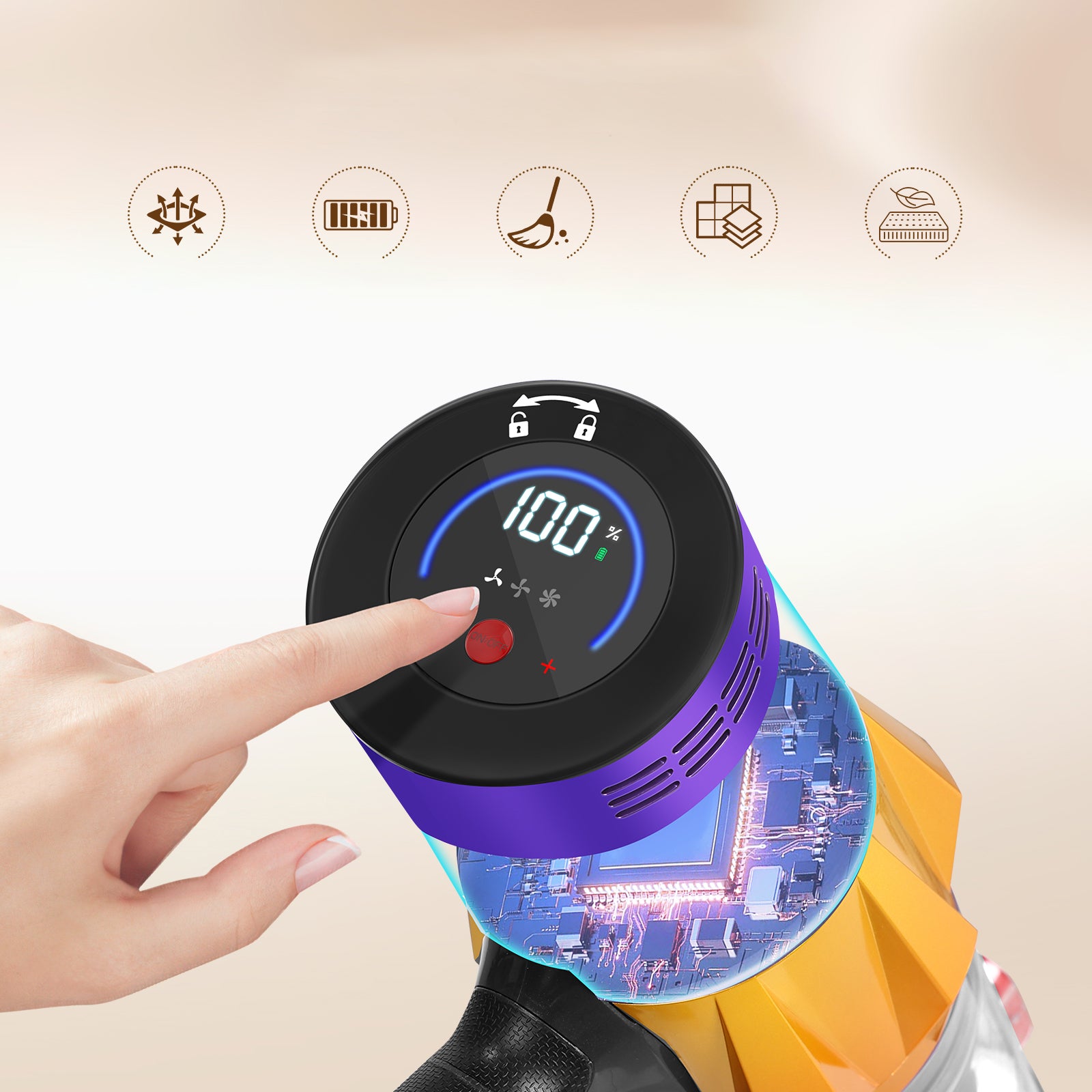 CORDLESS UPRIGHT LED VACUUM CLEANER BLOSSOM V18 550W 50KPA HOME CAR Model BLOSSOM V18