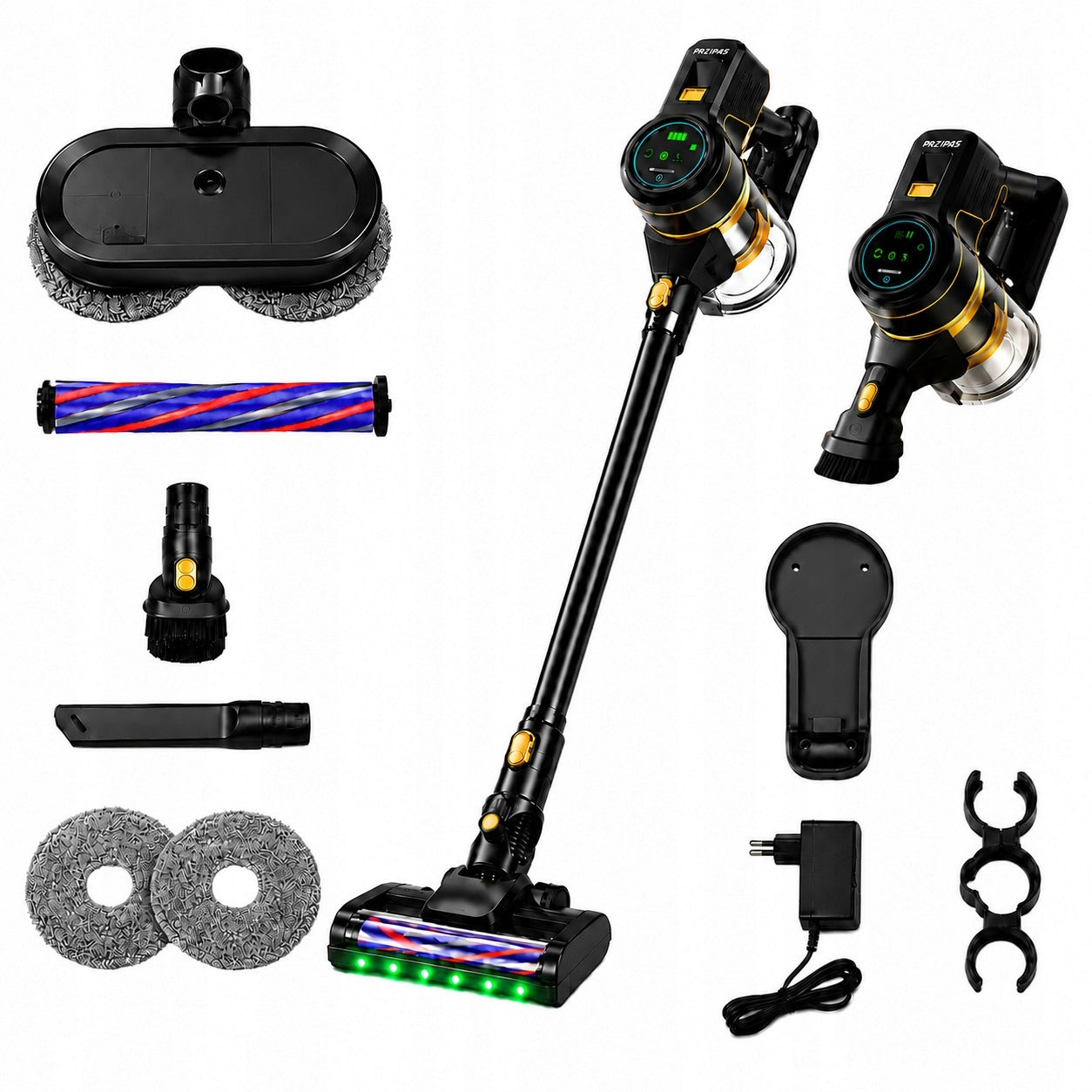 CORDLESS UPRIGHT MOPPING VACUUM CLEANER WITH CYCLONE DISPLAY