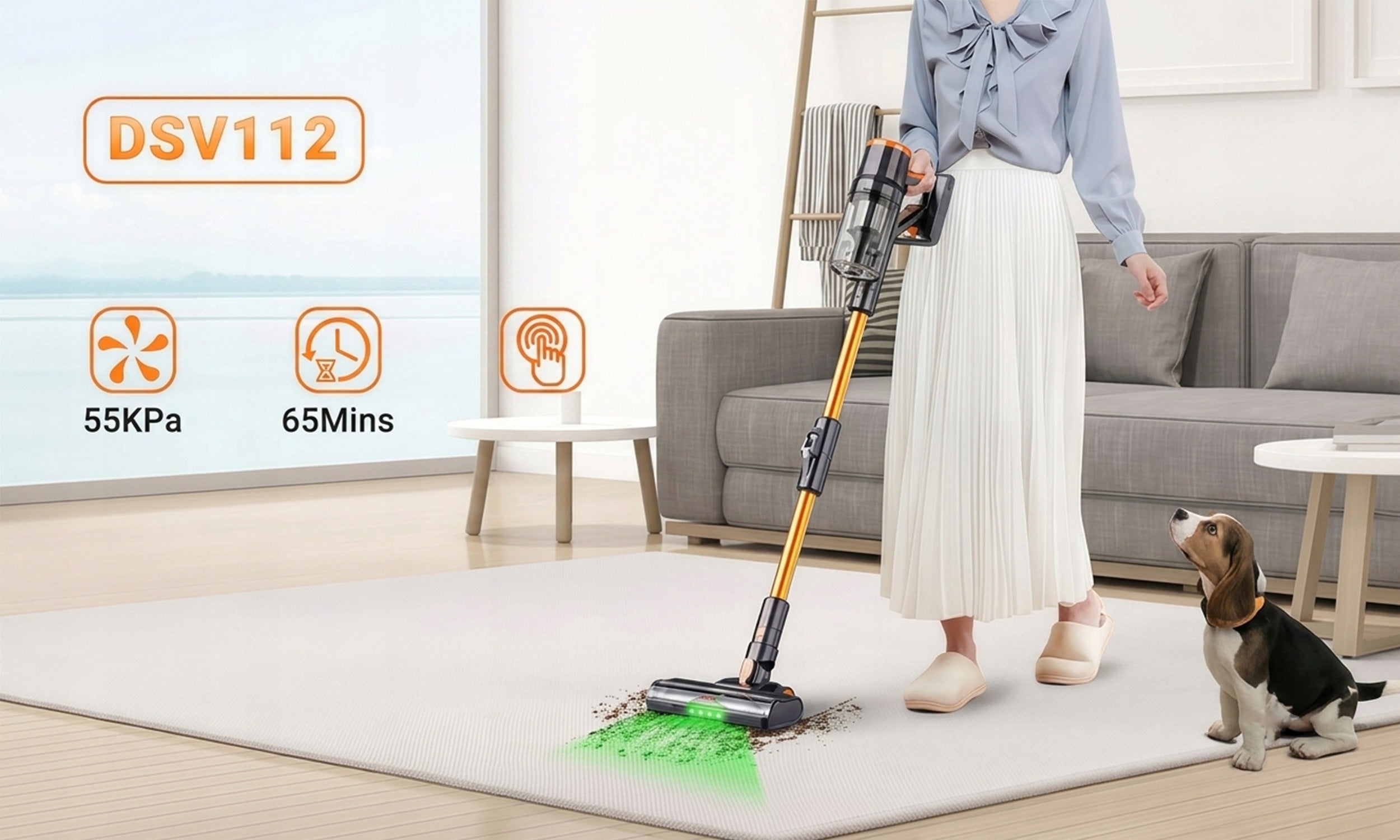 CORDLESS UPRIGHT VACUUM CLEANER BLOSSOM HANDHELD LED FOR HOME 600W 55KPA 65MIN Manufacturer code BLOSSOM