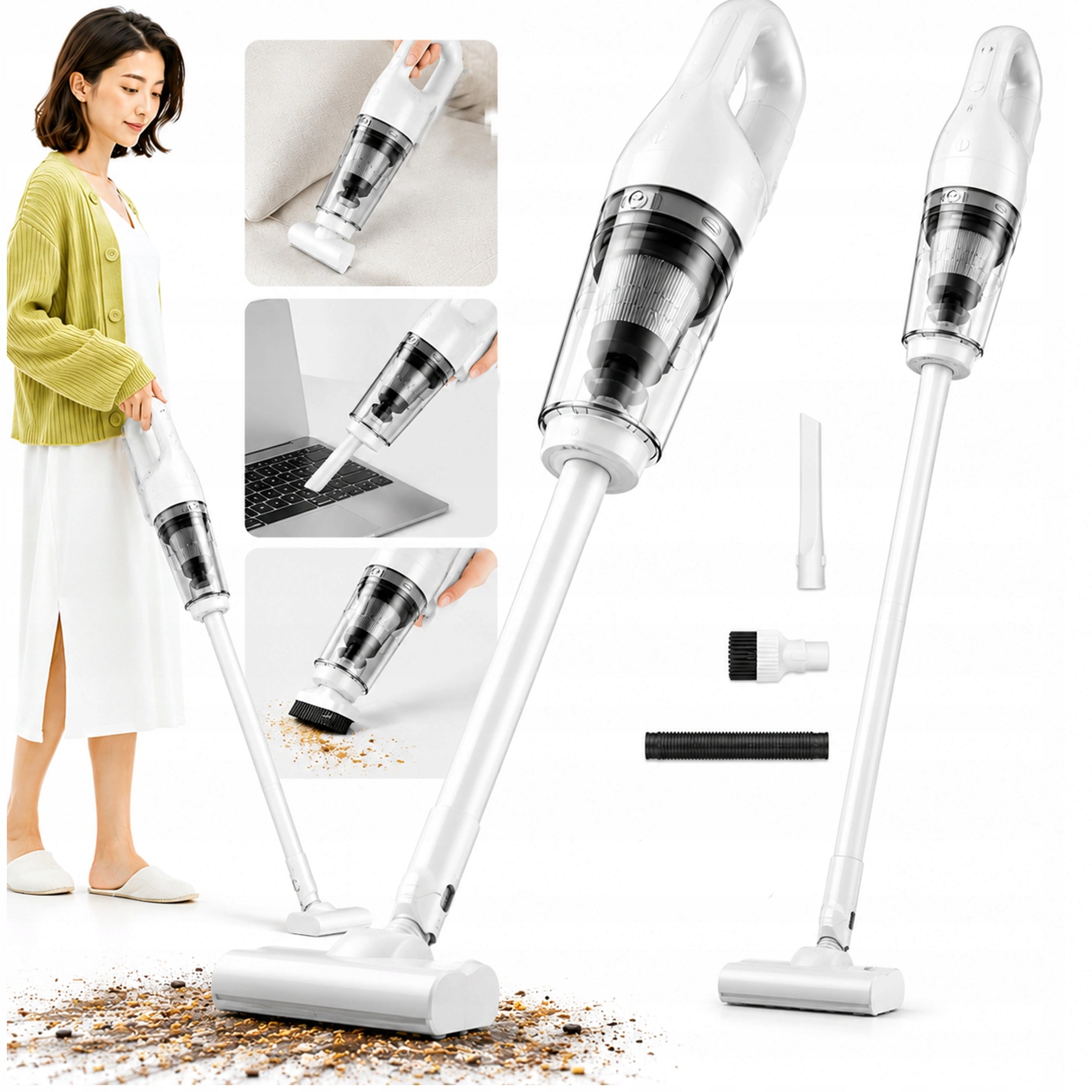 CORDLESS UPRIGHT VACUUM CLEANER FOR HOME AND CAR 120W LIGHT HANDY