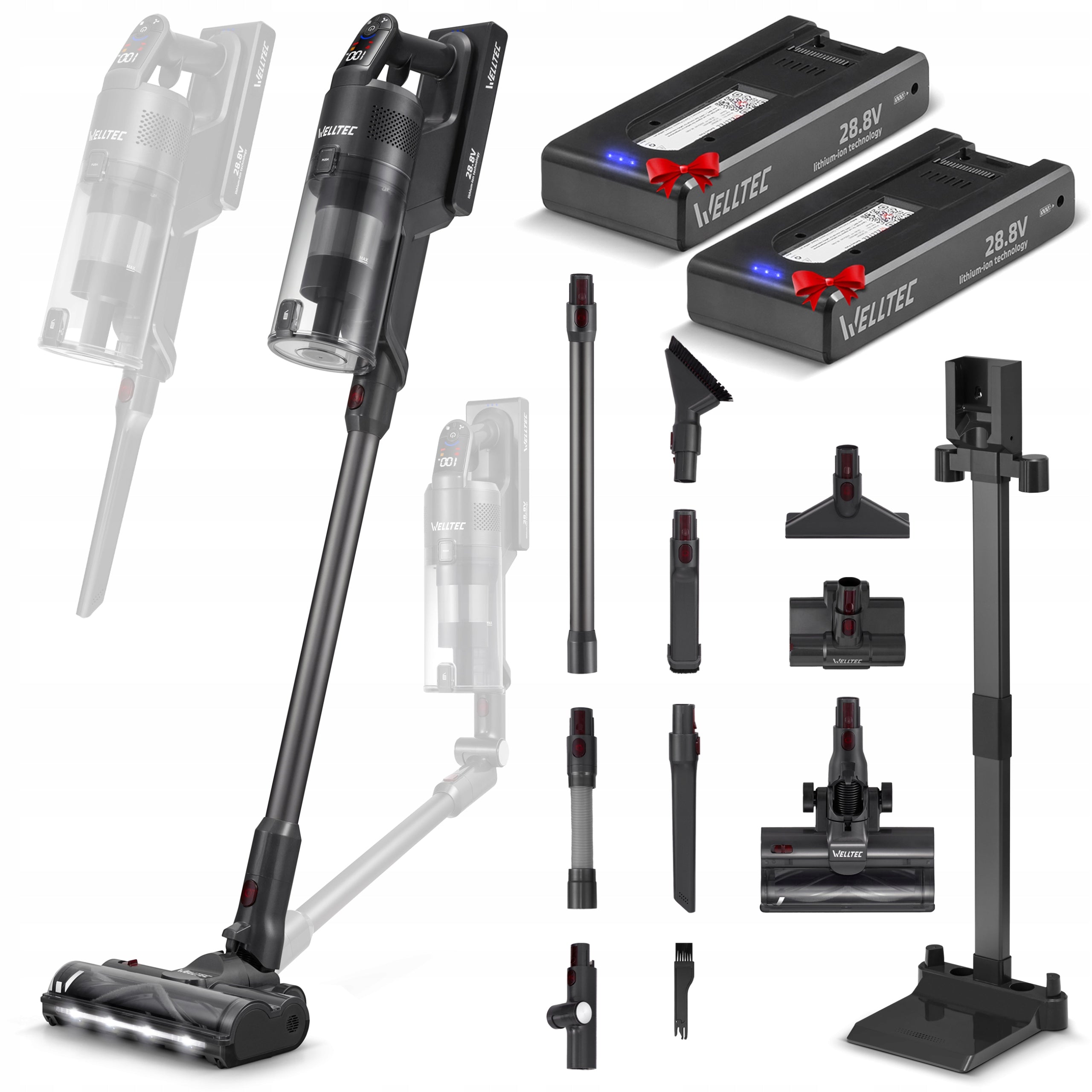 CORDLESS UPRIGHT VACUUM CLEANER WELLTEC GT360 PRO | 2 BATTERIES