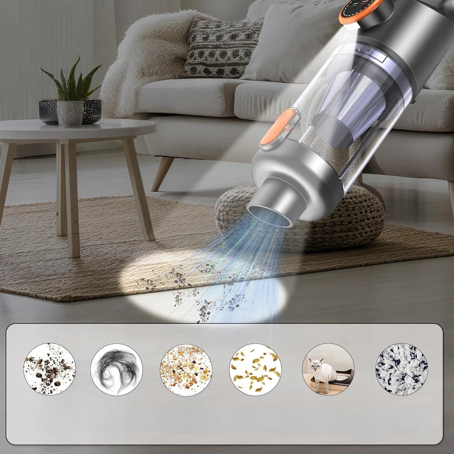 CORDLESS VACUUM CLEANER 17000PA 80000RPM 3 BATTERIES 2000MAH DISPLAY Manufacturer no brand