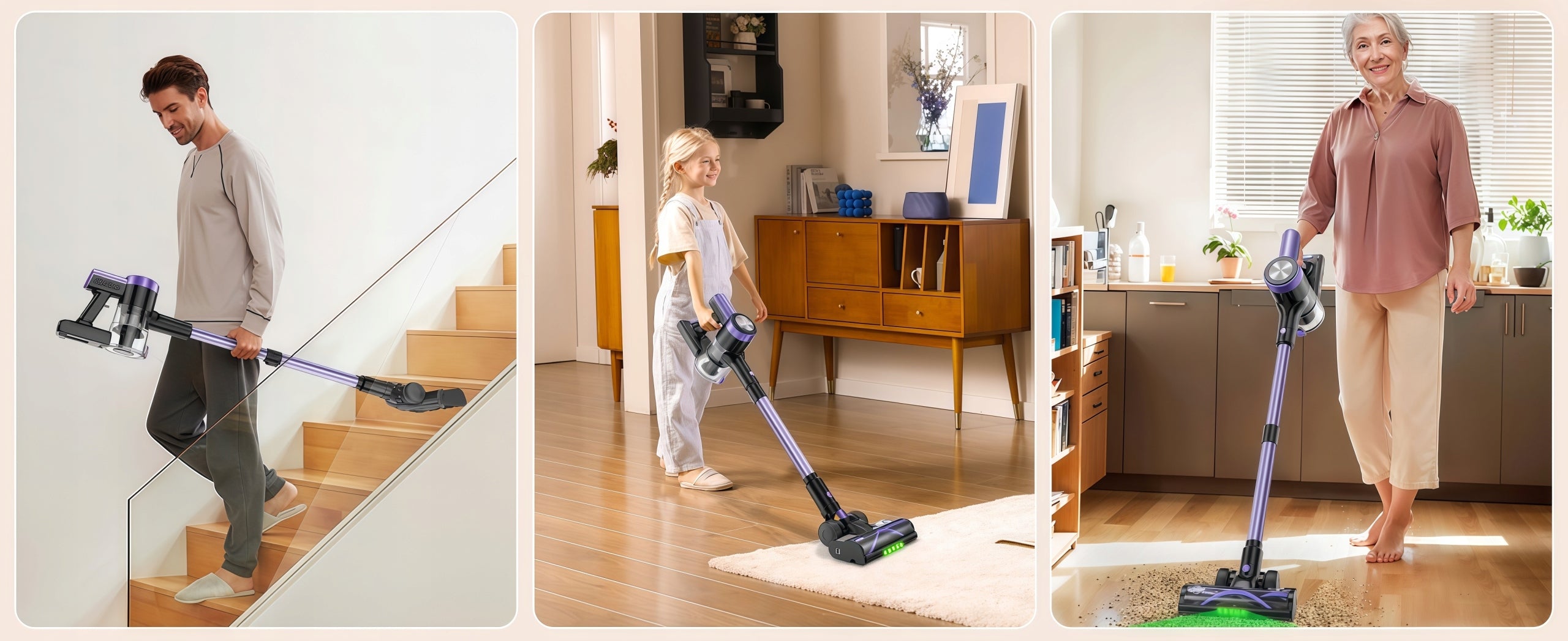 CORDLESS VACUUM CLEANER UPRIGHT BAGLESS LED ELECTROBRUSH H28 500W Power 500 W