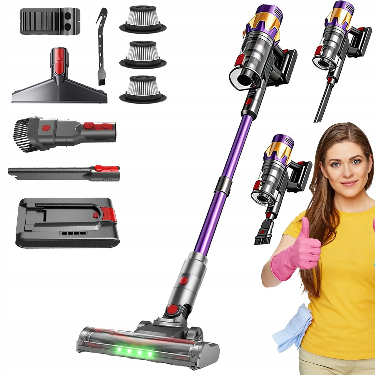 CORDLESS VACUUM CLEANER UPRIGHT CORDLESS POWERFUL 550W ELECTO HANDHELD