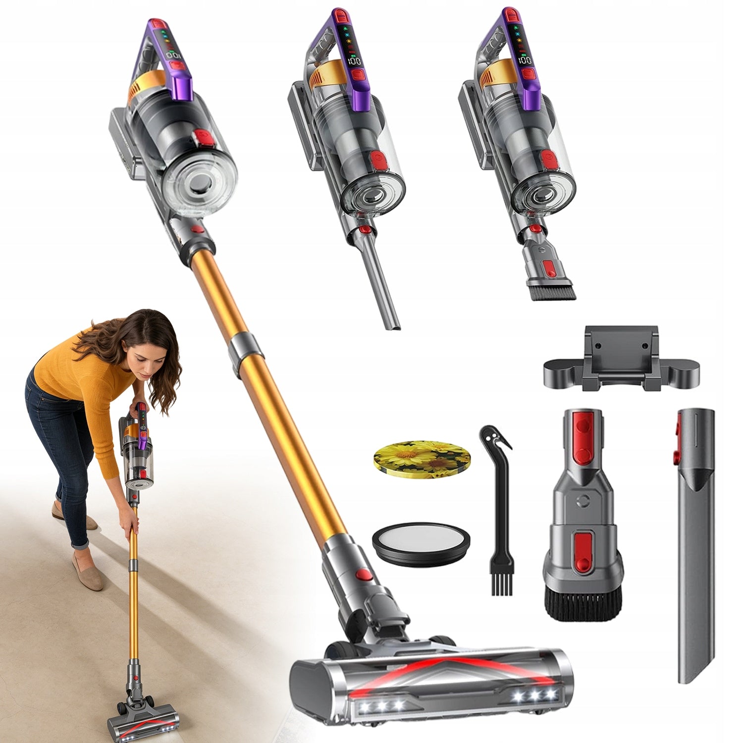 CORDLESS VACUUM CLEANER VERTICAL HANDHELD BAGLESS ELECTROBRUSH 350W