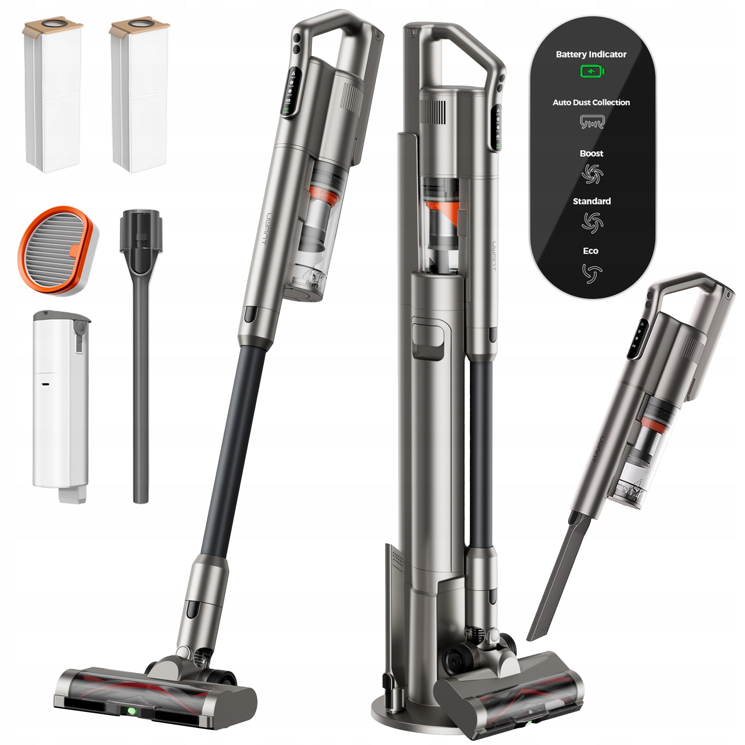 CORDLESS VACUUM CLEANER WITH EMPTYING STATION 25 kPA LED LIGHT UWANT V500