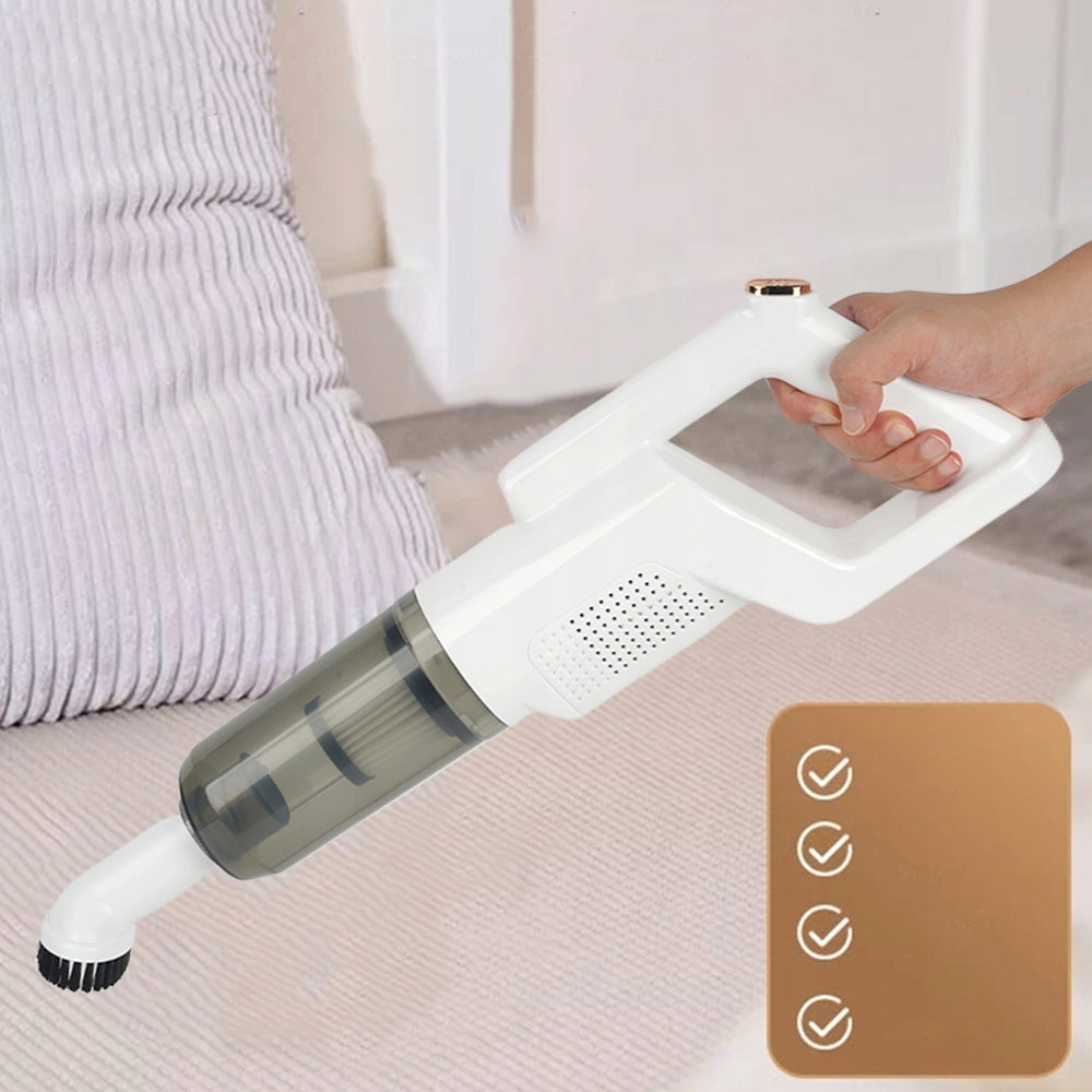 CORDLESS VACUUM CLEANER WITH ERGONOMIC HANDLE FOR DRY AND WET DIRT Dominant color white