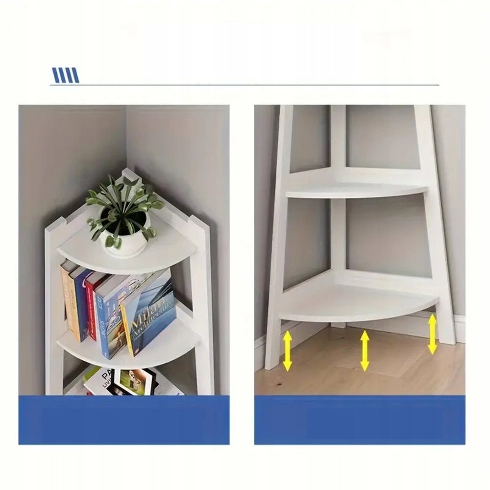CORNER BOOKCASE, BOOKCASE, LADDER BOOKCASE, WHITE DISPLAY BOOKCASE Manufacturer no brand