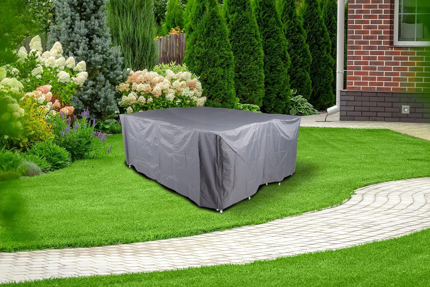 CORNER COVER GARDEN FURNITURE Waterproof Sofa Cover Grey 480*150*120 Product width 170 cm