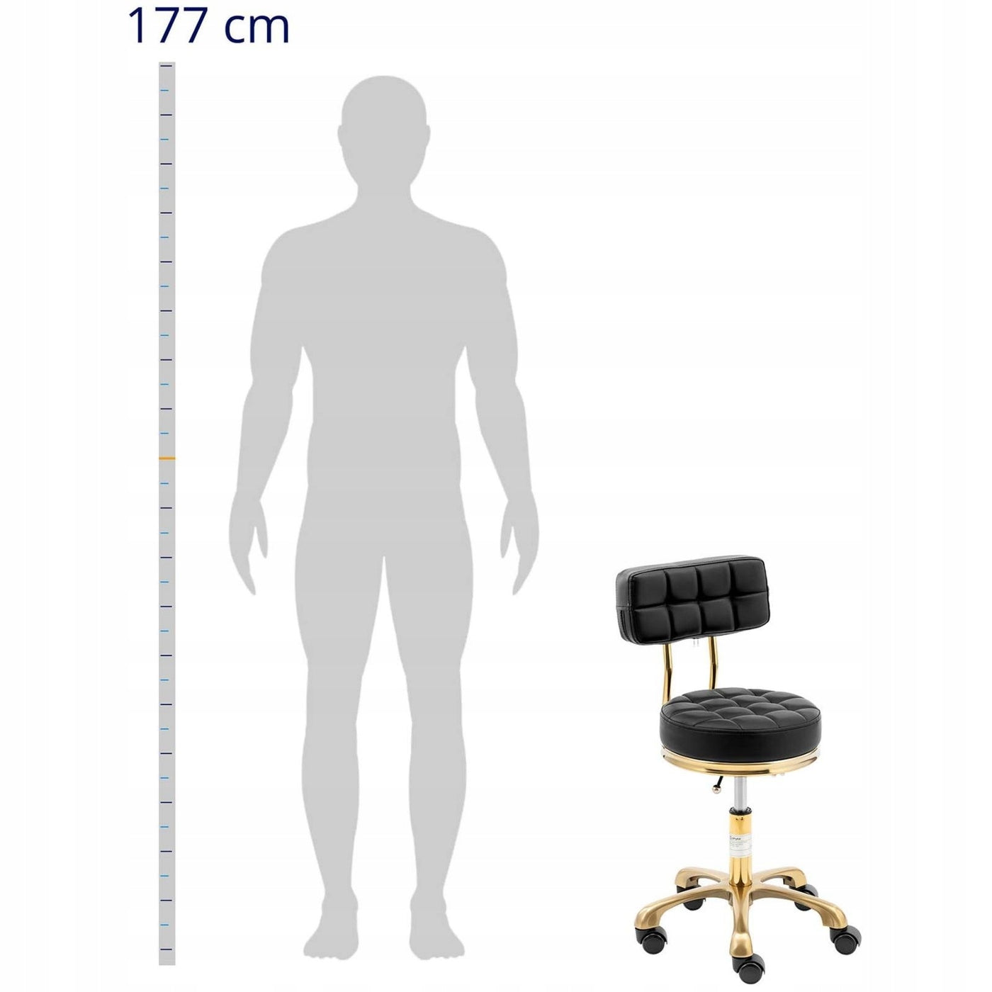 COSMETIC CHAIR 360° ADJUSTABLE BLACK AND GOLD Brand Physa