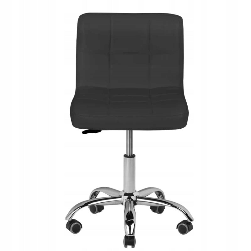 COSMETIC CHAIR SWIVEL ADJUSTABLE UP-DOWN BLACK FAUX LEATHER RUBBERIZED K