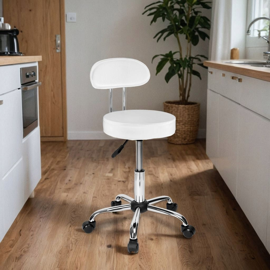 COSMETIC HAIRDRESSER STOOL GAMMA WHITE HEIGHT ADJUSTABLE FOR WORKSHOP Brand Gockowiak