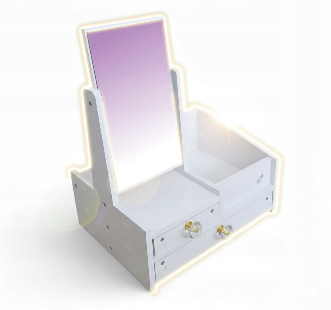 COSMETIC ORGANIZER DRESSING TABLE WITH MIRROR AND DRAWERS WHITE FOR A CHILD Packaging status original