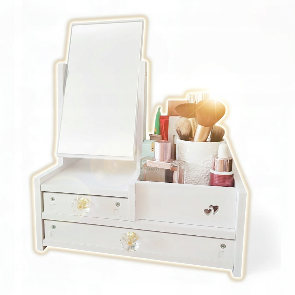 COSMETIC ORGANIZER DRESSING TABLE WITH MIRROR AND DRAWERS WHITE FOR A CHILD