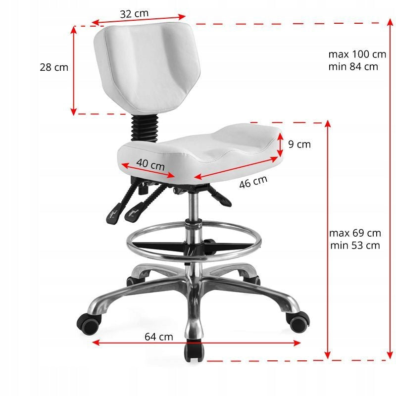 COSMETIC STOOL CONTOURED LEG HOOP FOR SALON OFFICE WHITE Brand Activeshop